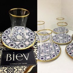 Biev Osmanlı Valide Porselen - CAM12 Parça Çay Bardak Seti DCM006