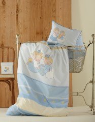 Mini Mavi Visco Percale Bebek Nevresim Takımı