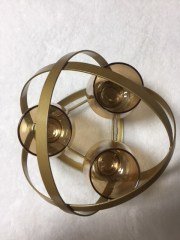 gold yuvarlak 3 lü mumluk 25 cm