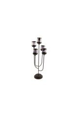 Siyah Camlı 5li Şamdan 67cm