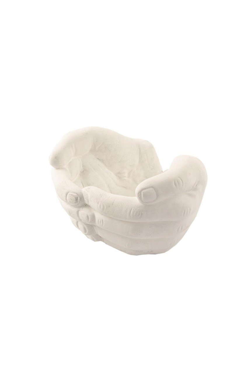 Beyaz El Resin Obje 18x12cm