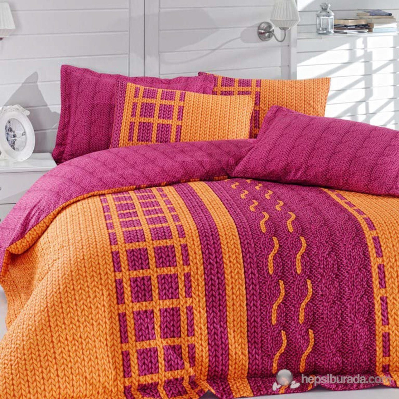 Cotton Box Çift Kişilik Dört Mevsim Set - Eliza Mürdüm