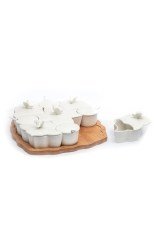 Elegant Serisi 9 Bölmeli Porselen Bambu Kahvaltılık Jbo052