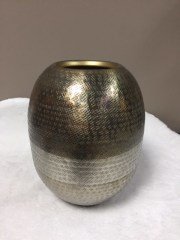 Gold Gümüş Çift Renkli Vazo 21x27cm