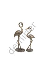 Dekoratif Flamingo 2'li Biblo Seti Füme 15x45 - 10x30 Cm