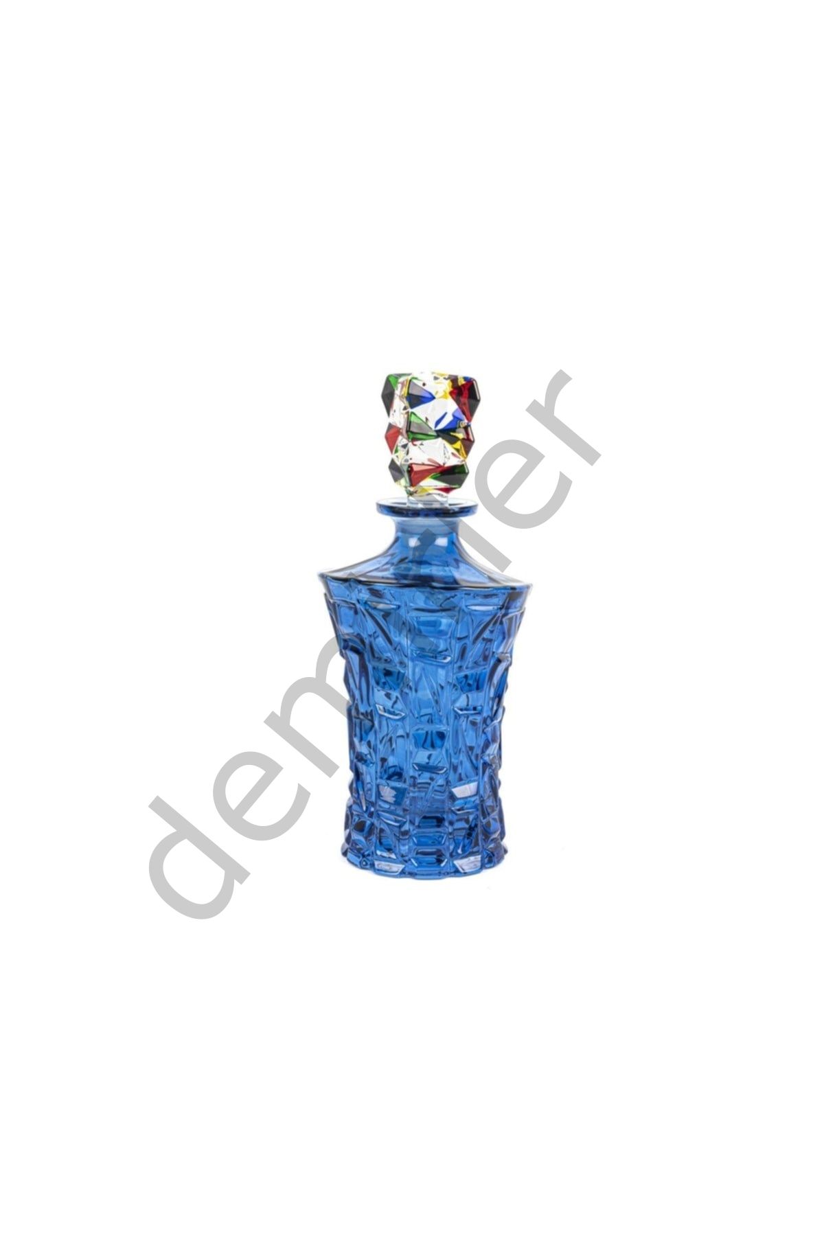 Mavi Renkli Cam Şişe 28cm 700ml