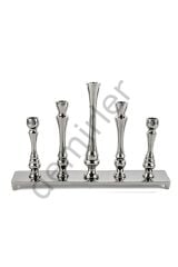 Gümüş Metal 5li Şamdan 41x8x28cm