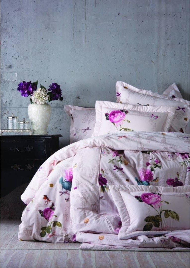 Karaca Home Tiara Krem Çiçekli Ranforce Tek Kişilik Pike Takımı