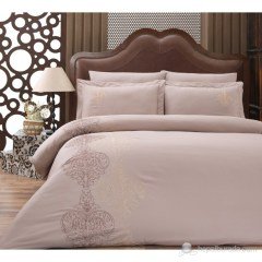Cotton Box Çift Kişilik Brode Saten Nevresim Takımı -Memory Bej