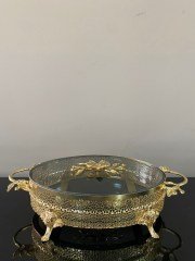 Dekoratif Isıtmalı Sunum Oval 41*24 cm Altın