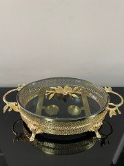 Dekoratif Isıtmalı Sunum Oval 41*24 cm Altın