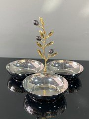SETA OLİVE BRANCH PİRİNÇ KULPLU 3LÜ ÇEREZLİK