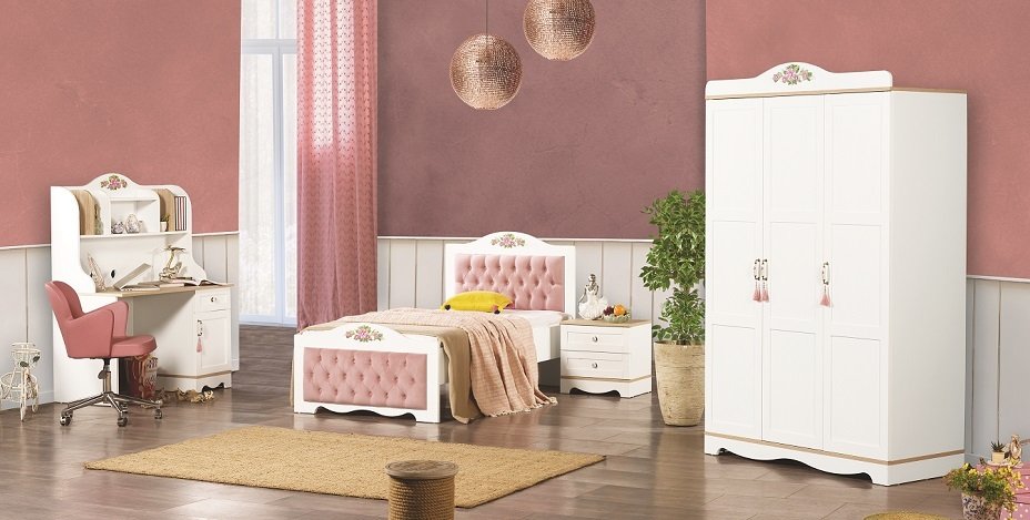 MARBELLA GENÇ ODASI (3 Kapaklı Gardrop + Karyola 100*200 +Ç.Masası +Komodin)
