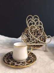 Leopar somon 6 lı kahve seti
