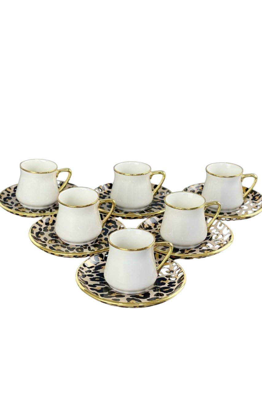 Leopar somon 6 lı kahve seti