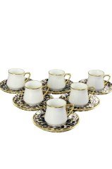 Leopar somon 6 lı kahve seti