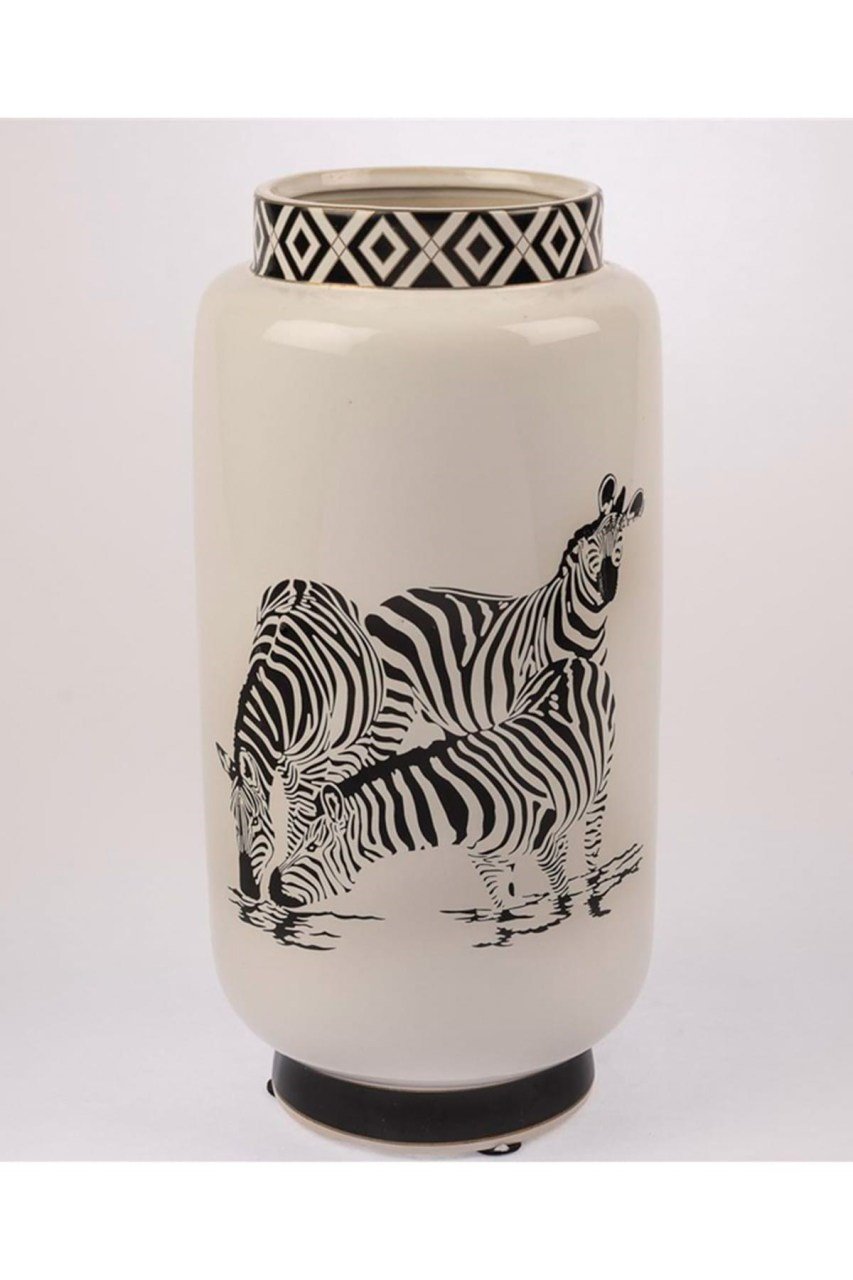 Zebra Seramik Vazo 16X31Cm