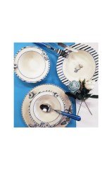 Mnd003 Blue Side 24 Prç Porselen Yemek Takımı