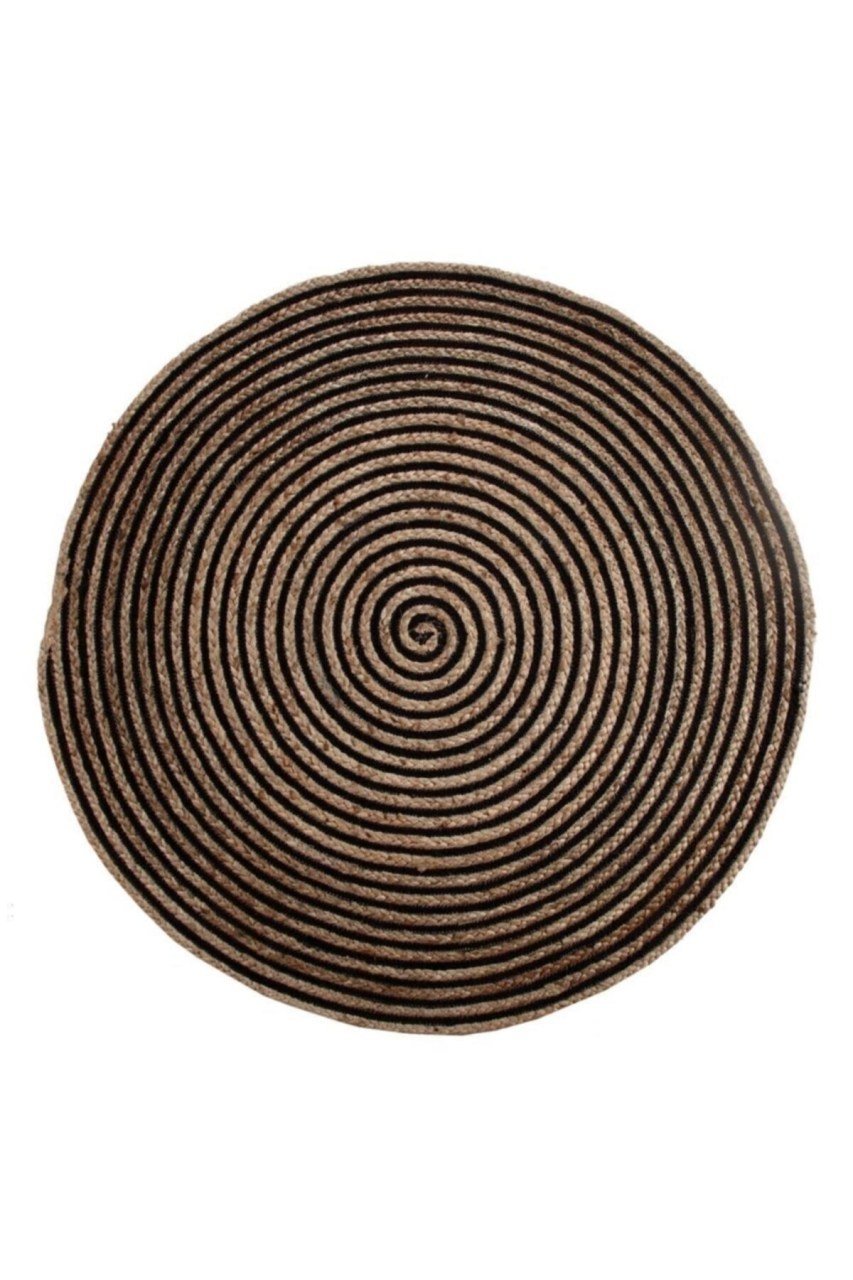 Black Yuvarlak Jut Kilim Siyah 120 Cm Pnlhk411