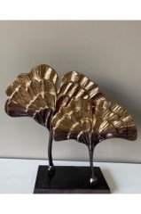 Gold Bronz 2lı Cıcek Dekor 43 Cm