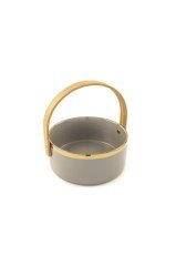 Gri Kulplu Porselen Kase 15x17cm