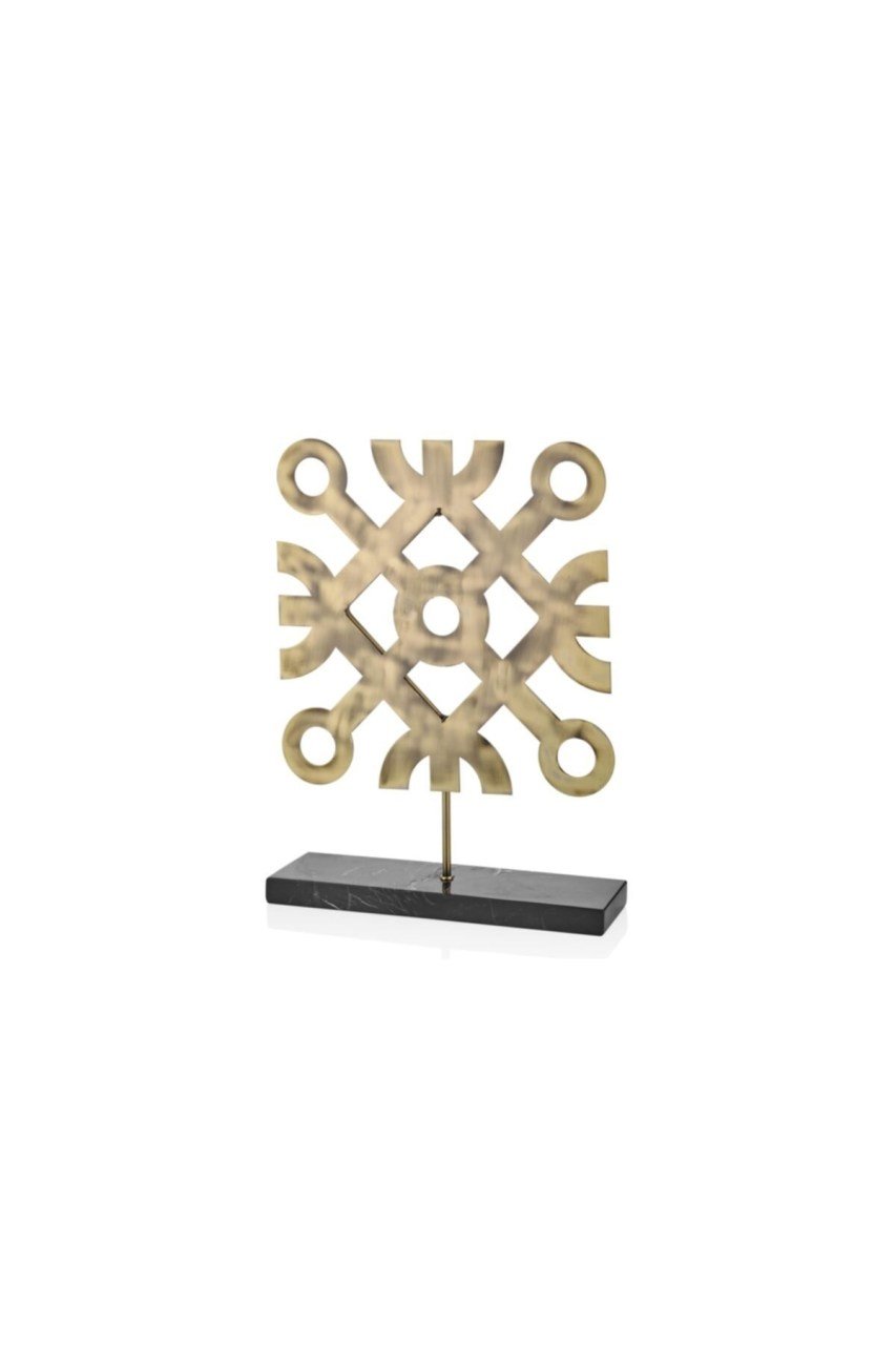 Evza Mermer Kaideli Modern Dekor Siyah - Bronz