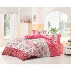 Lale Home Art Ranforce Çift Kişilik Nevresim Takımı-Ariette Nar Çiçeği