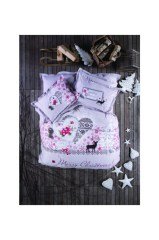 Lila Renkli Desenli Tek Kişilik Nevresim Takımı