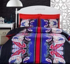 Cotton Box Çift Kişilik Saten Nevresim Takımı -Yağmur Kırmızı