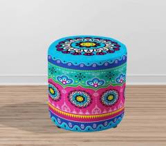 ETNİK HİNT DESENLİ YUVARLAK PUF