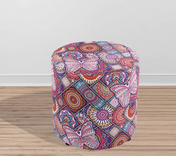PETEK MANDALA DESENLİ YUVARLAK PUF