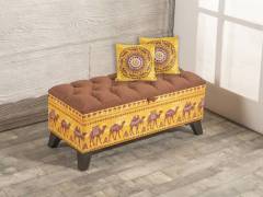 KAPİTONELİ CAMEL DESENLİ SANDIKLI PUF