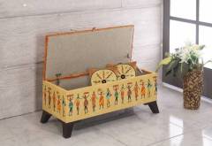 KAPİTONELİ ETNİK AFRİKA DESENLİ SANDIKLI PUF