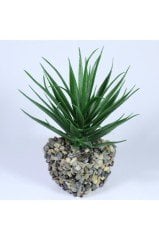 Yapay Çiçek Taş Saksıda Kaktüs Aloevera