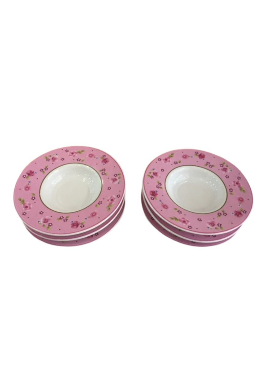 6 parça porselen pembe çay tabağı