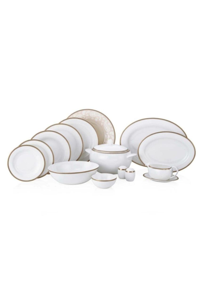 Golden Paisley Royal Bone China Yemek Takımı 12 Kişilik  88 parça
