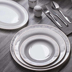 Silver Paisley 12 Kişilik 90 Parça Royal Bone China Yemek Takım