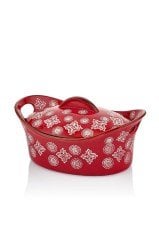 1SDK-16741-25K Kırmızı Oval Küçük Tencere 25x17x12 Cm