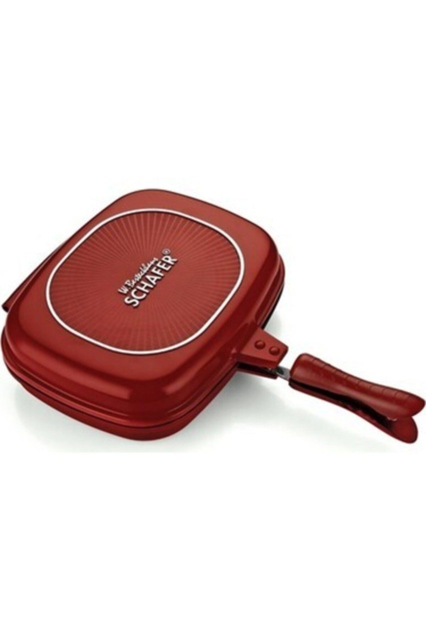 Double Grıll Pan 32 Cm 2 Parça Kırmızı