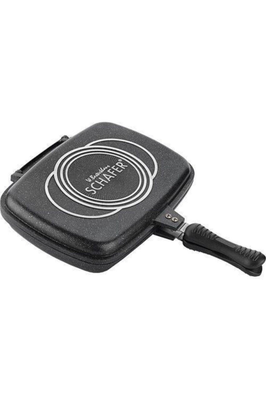 Kare Double Grill Pan 34 Cm Çift Taraflı Tava-siyah