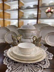 CEMİLE WHITE ROSE 90 PARÇA FINE BONE YEMEK TAKIMI