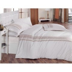 Cotton Box Çift Kişilik Nakışlı Saten Nevresim Takımı - Always Beyaz