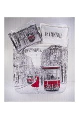 Beyoğlu Beyaz Desenli Çift Kişilik Nevresim Takımı