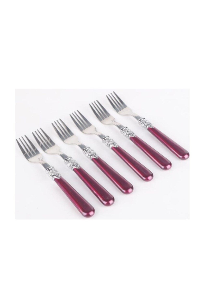 Sedefli Bordo Melamin&çelik 6 Lı Tatlı Çatalı Sgr1500 - 6f