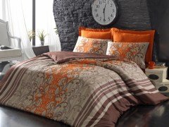 Cotton Box Çift Kişilik Saten Nevresim Takımı -Zeliş Oranj