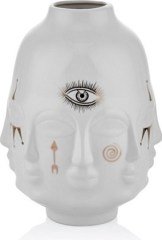 Lamedore  Vipasso Gold Detaylı Buddha Vazo Beyaz-Bej 27 cm
