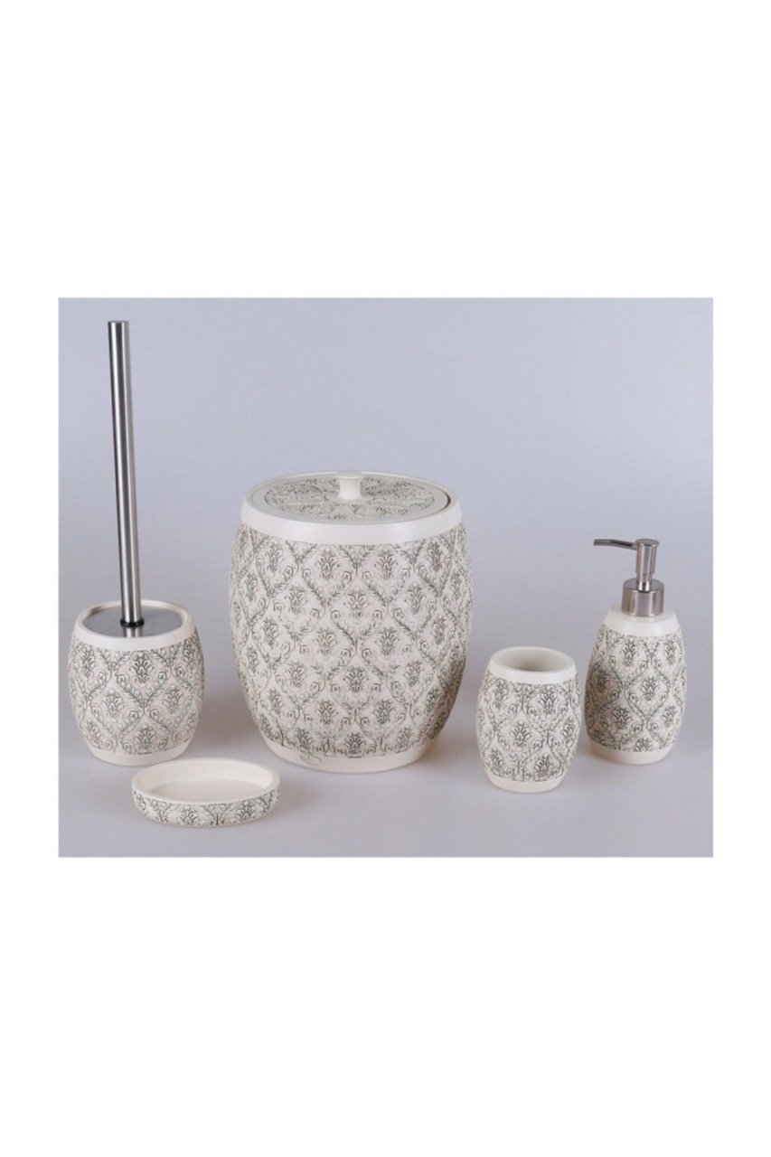 Home Celine Krem Polyester 5 Parça Banyo Seti