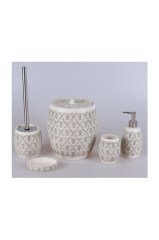 Home Celine Krem Polyester 5 Parça Banyo Seti