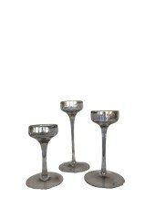 Setabıancabıanca Crystal Gri 3lü Mumluk Set 24*21*17 Cm