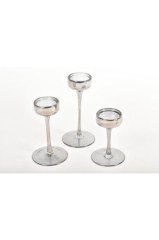 Setabıancabıanca Crystal Gri 3lü Mumluk Set 24*21*17 Cm